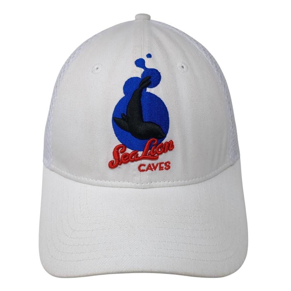 Sea Lion Caves Strapback Baseball Cap White One Size Embroidered Breathable IMC